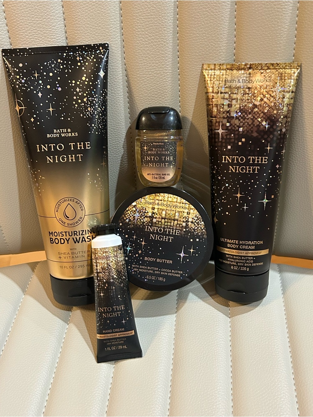 Bath & Body Works Into The Night Moisturizing Body Set - Black, Gold NWT